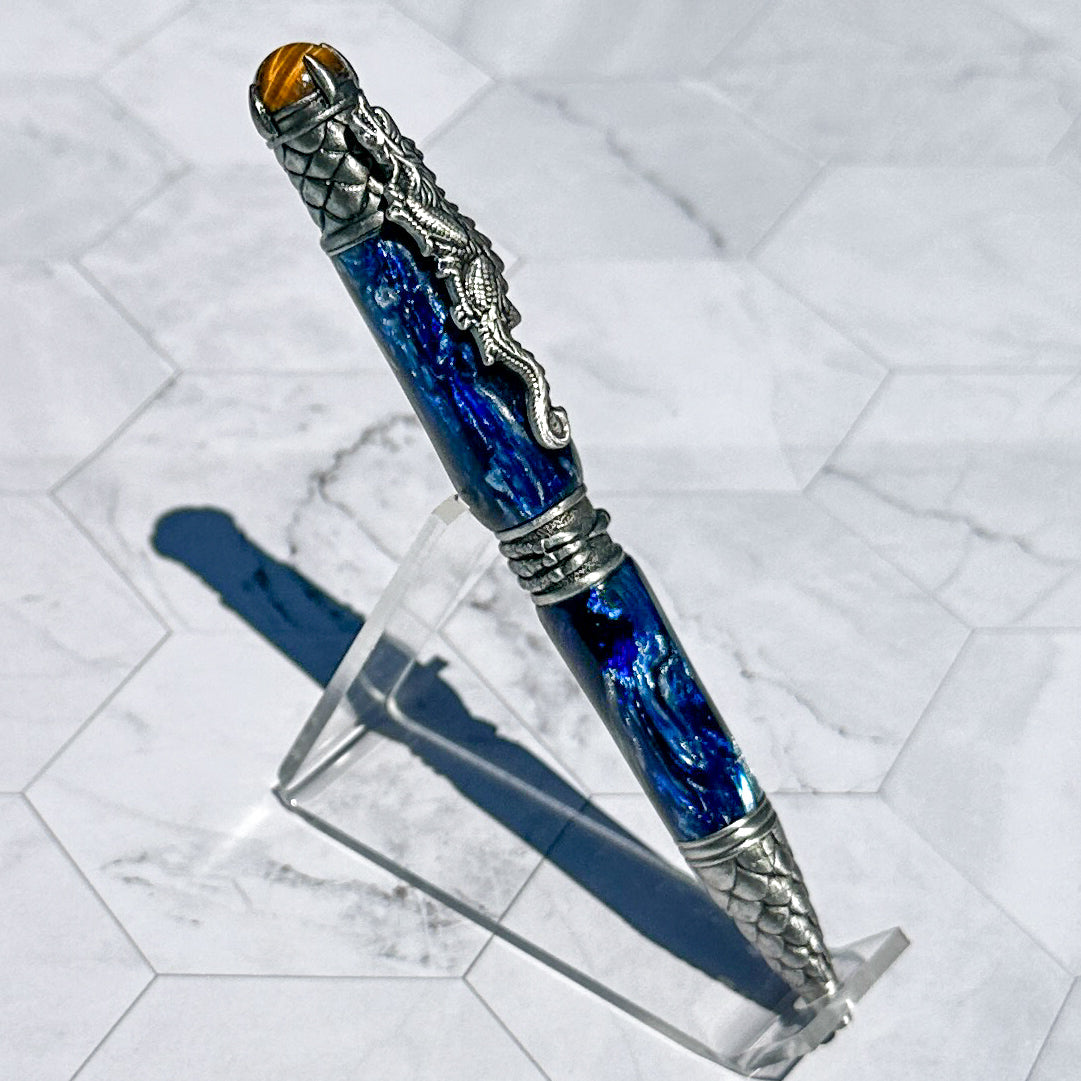 Blue Battle Born Dragon Twist Pen